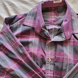 Bugatchi Uomo Purple Black Plaid Button Front
